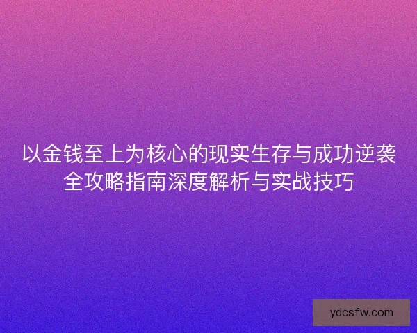 以金钱至上为核心的现实生存与成功逆袭全攻略指南深度解析与实战技巧